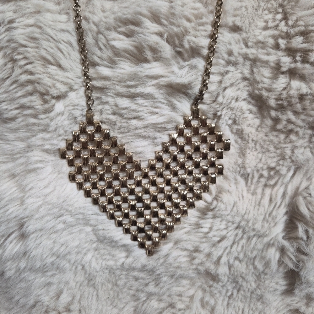Large Heart Necklace Gold Tone Streetwear Metal Kawaii Harajuku FTF Signed ✨️💫